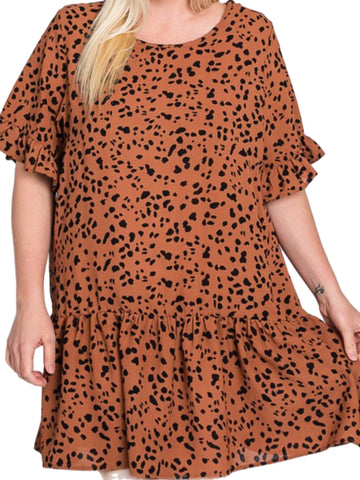 Cheetah Dress w/ Ruffle
