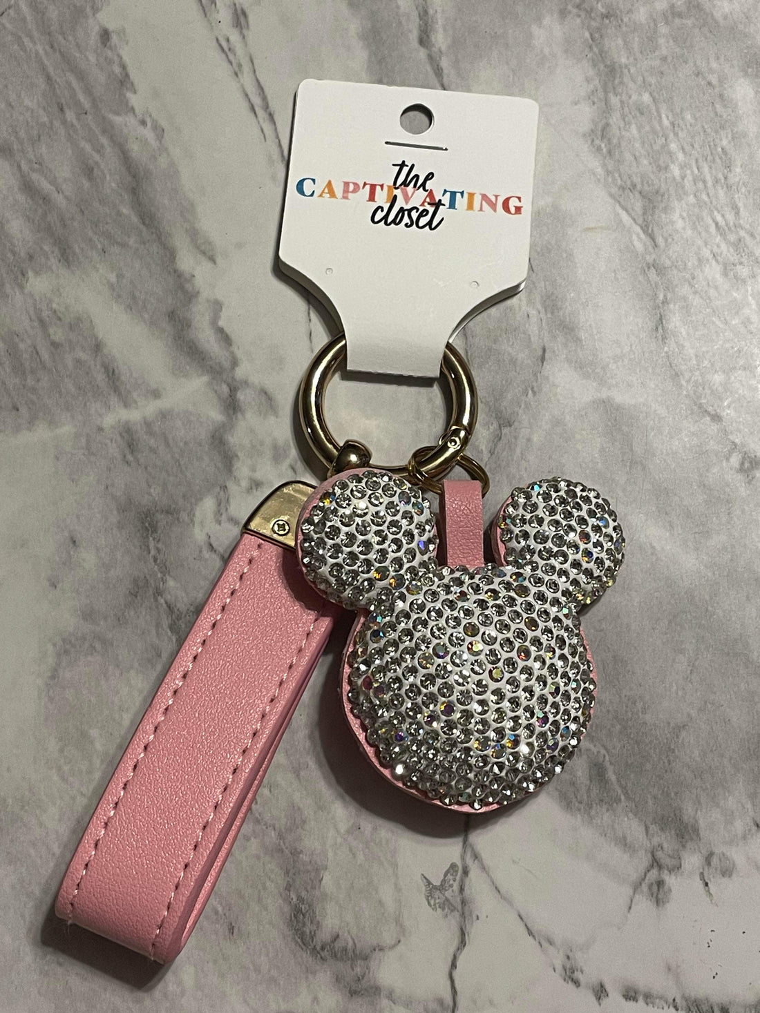 Rhinestone Mouse Key Chain w/ Strap