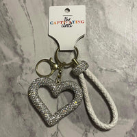 Rhinestone Heart Key Chain w/ Strap