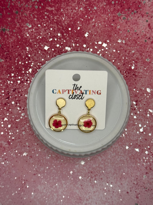 Pink Flower Resin Dangle