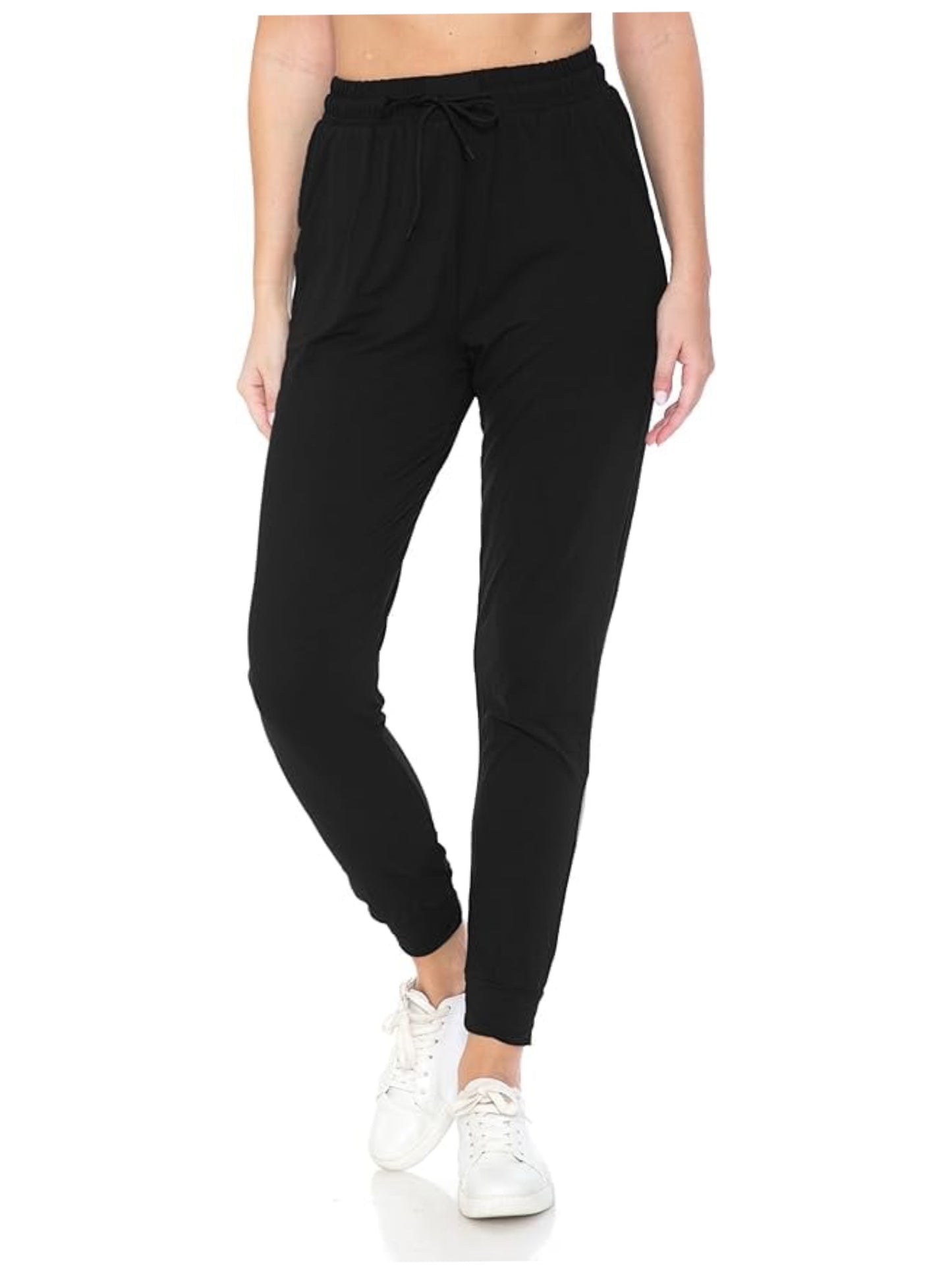 Black Joggers w/ Drawstring Waist and Pockets