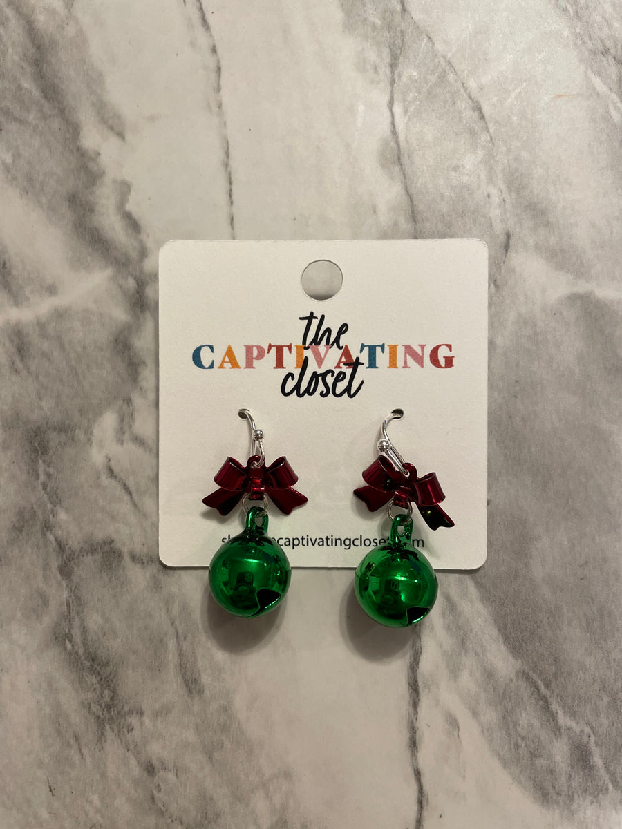 Green Bell w/ Red Bow Dangle