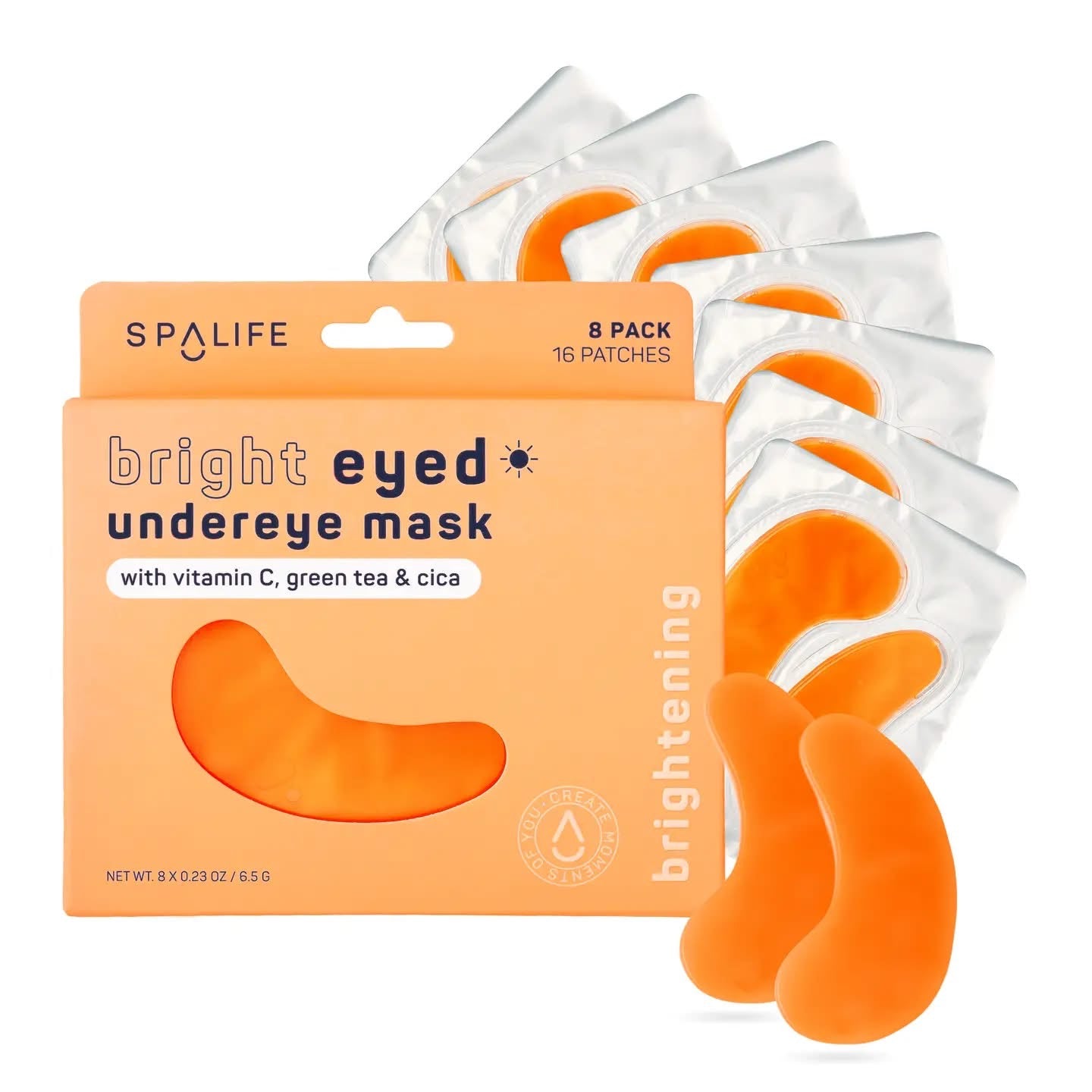 Brightening Under Eye Mask w/ Vitamin C, Green Tea & Cica - 8 Pack