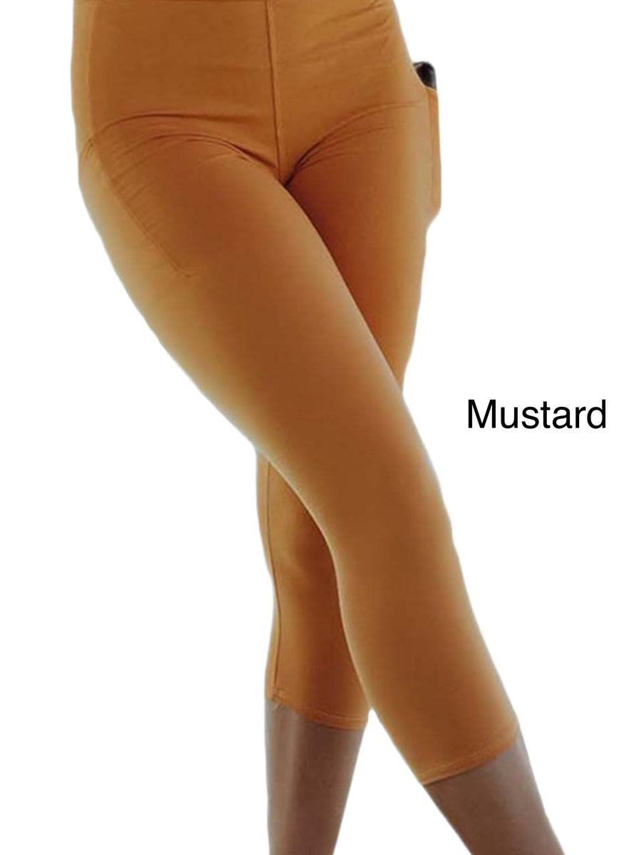 Mustard Leggings Capri Length w/ Pockets
