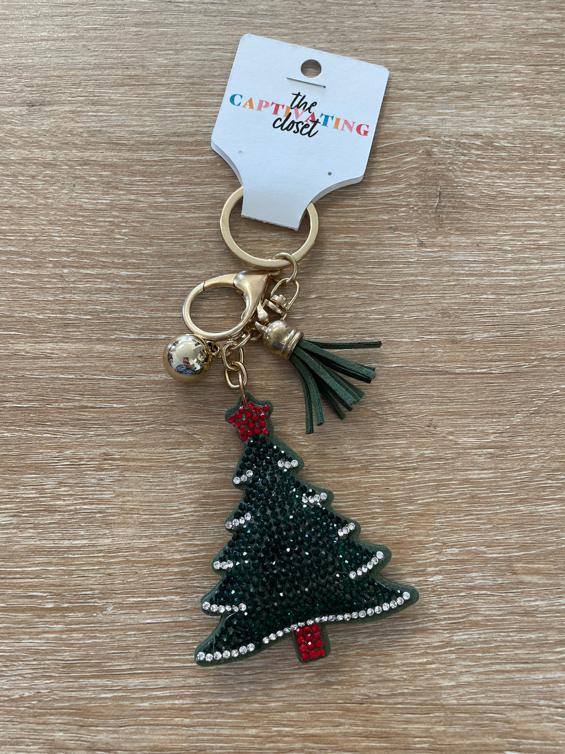 Christmas Tree Rhinestone Keychain