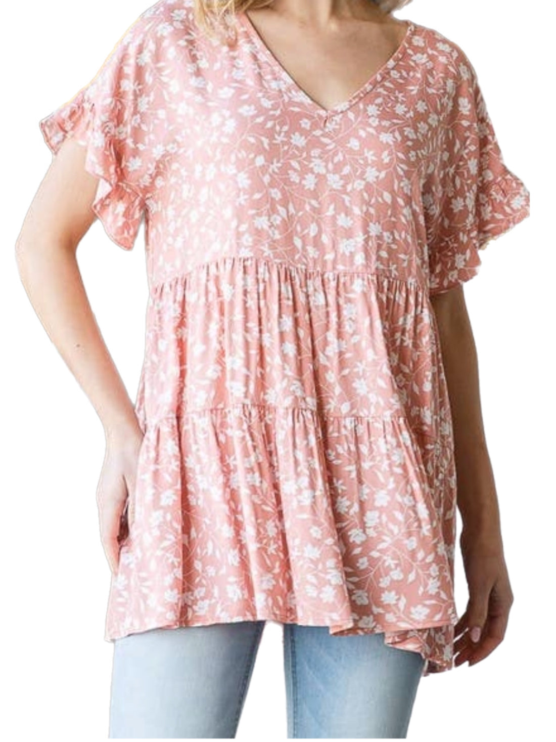 Pink Floral Baby Doll Top