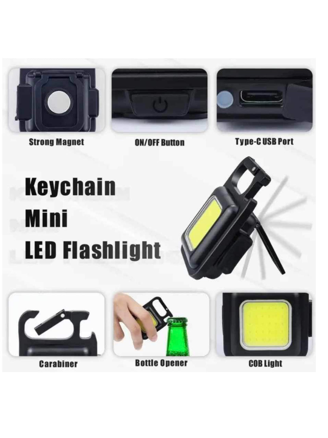 Square Flashlight Keychain - Rechargeable