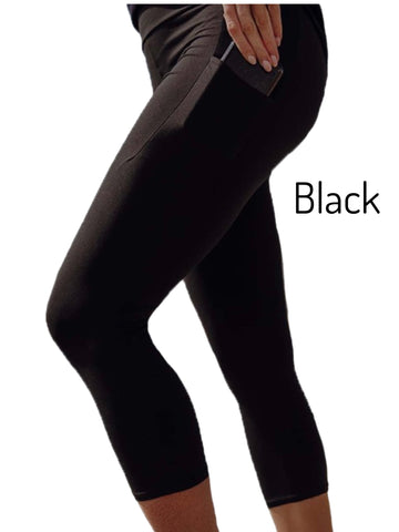 Black Leggings Capri Length w/ Pockets
