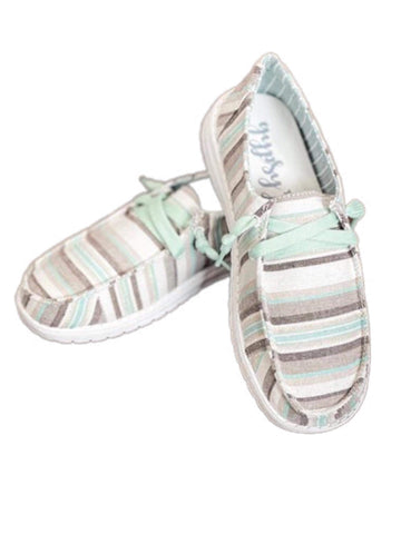 Mint & Beige Striped Sneakers