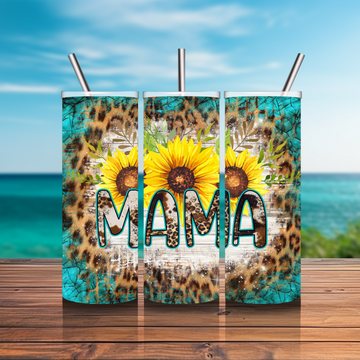 20 oz. Tumbler - Mama Sunflower Cheetah
