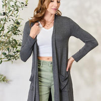 Celeste Full Size Open Front Cardigan with Pockets