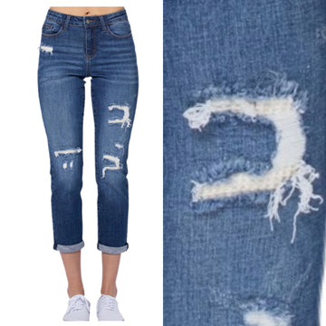 Boyfriend Jeans with Thermal Patches