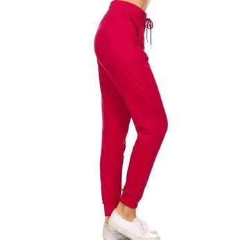 Red Joggers w/ Drawstring Waist and Pockets