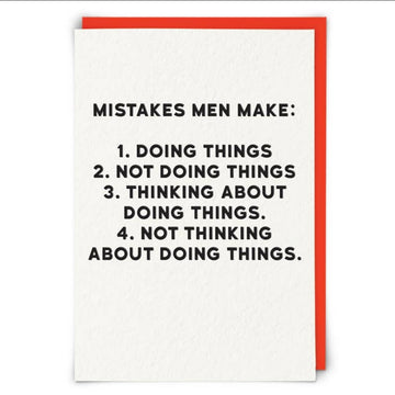 "Mistakes Men Make" Greeting Card
