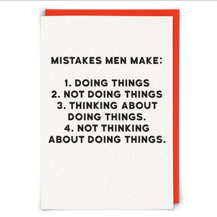 "Mistakes Men Make" Greeting Card