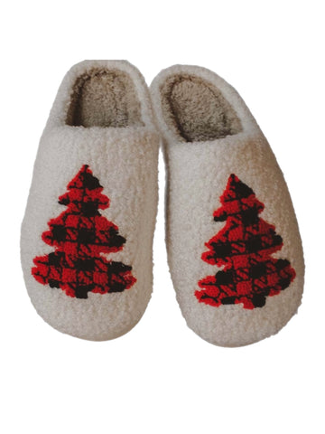 Buffalo Plaid Christmas Tree Slippers