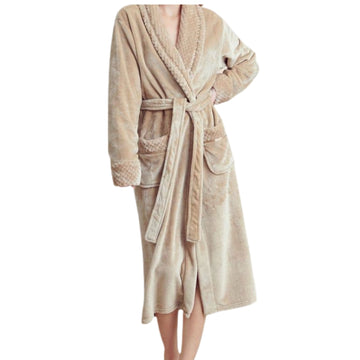 Long Plush Robes w/ Pockets - Taupe