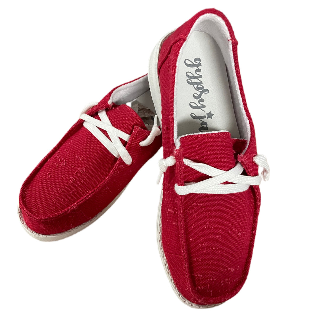 Red Distressed Slip On Sneakers
